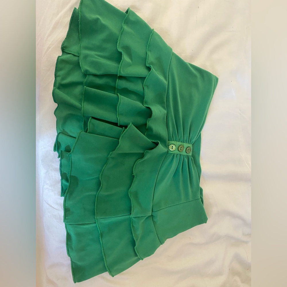Green mini skirt